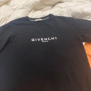 Givenchy Men’s Distressed Logo Black Crewneck